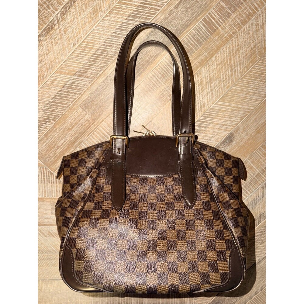 Louis Vuitton Verona MM Damier Ebene Canvas Shoulder Bag Gold Hardware Lock Key - Picture 2 of 13